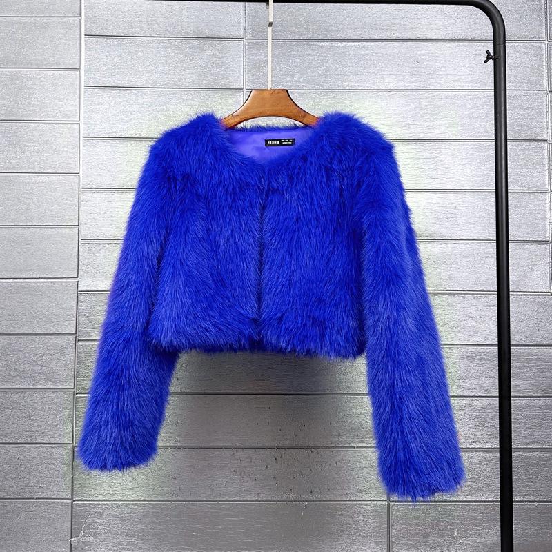 Korean Style Faux Fur Short Women's Coat - Solid Color