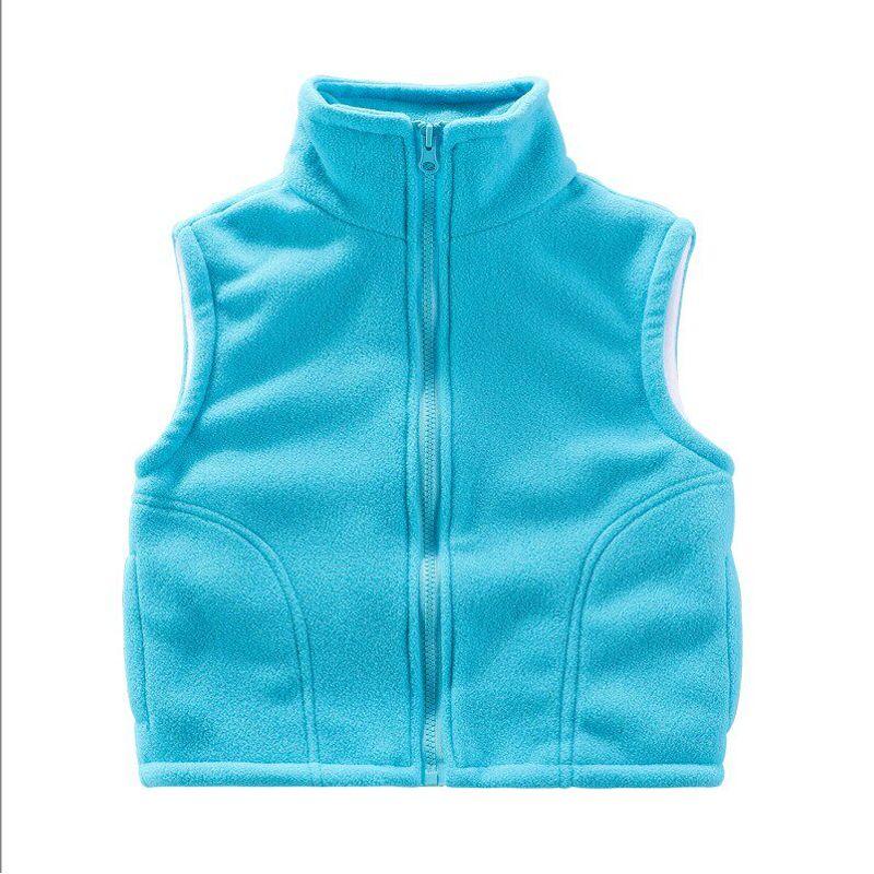 Spring and Autumn New Arrival Children Boys and Girls Pure Color Cardigan Simple Warm Polar Fleece Waistcoat