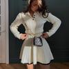 Completo da Donna in Maglia - Cardigan a Bottoni Manica Lunga + Minigonna a Ombrello (Primavera Autunno)