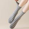 Striped Wool Socks Mid-Leg Socks Gray Tie Trendy Simple Warm Contrast Color Pile Stockings