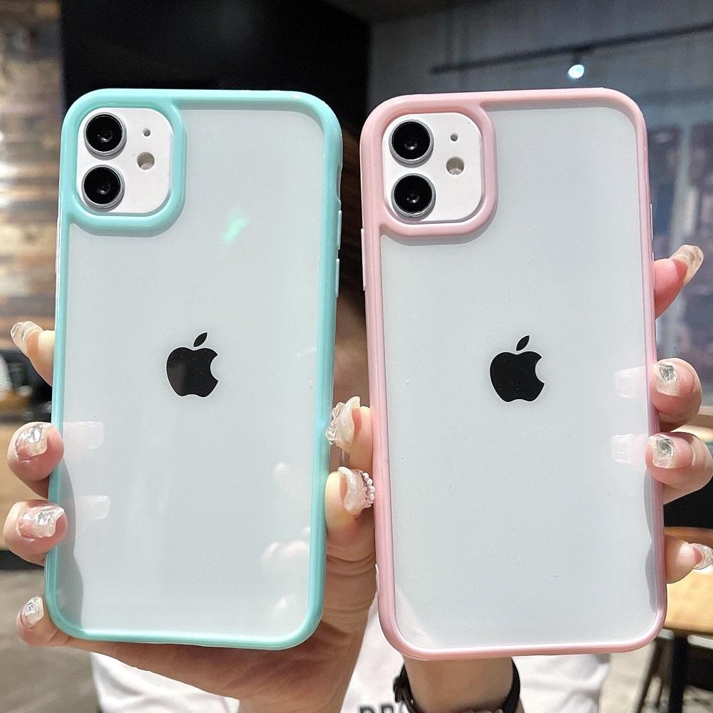 Colorful Bumper Shockproof Trasparent Phone Case For iPhone 15 14 13 12 Mini 11 Pro Max XR X XS 8 7 Plus SE Clear Back Cover