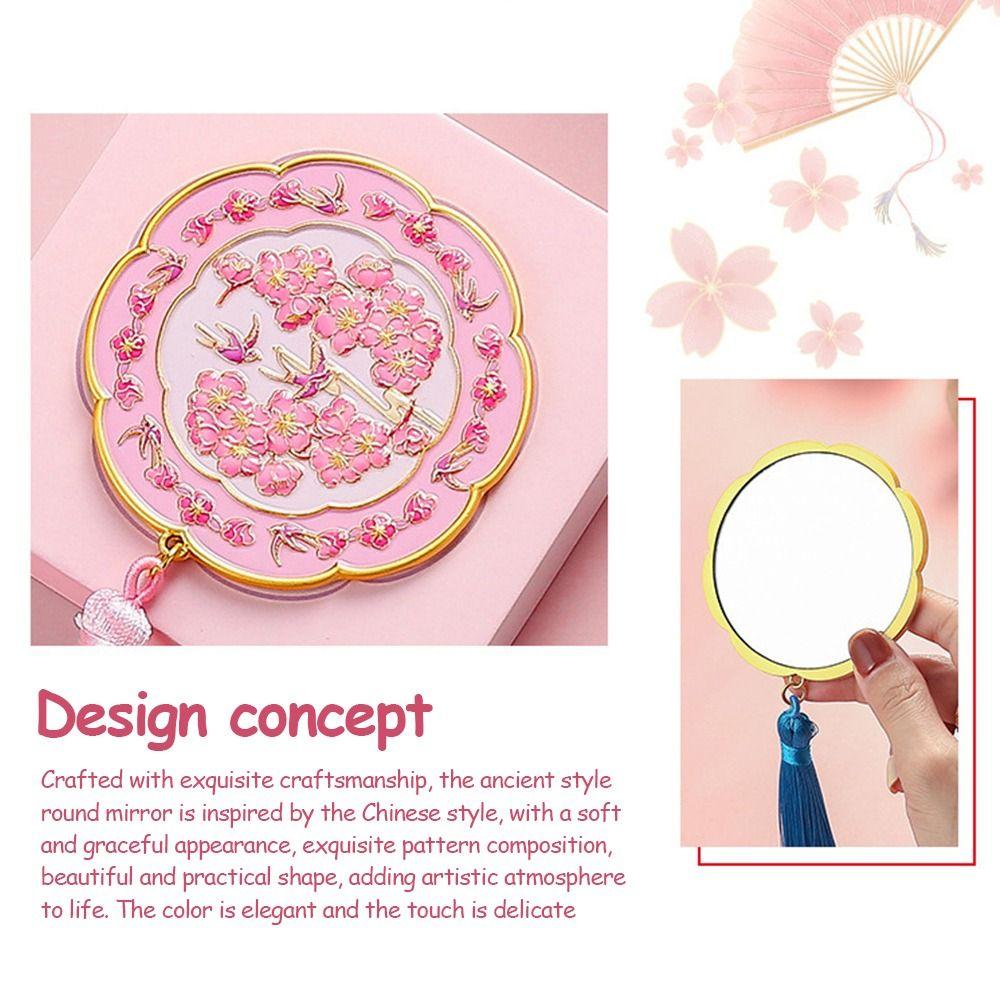 Portable Handheld Mirror Chinese Style Cosmetic Mirror Creative Makeup Mirror for Women