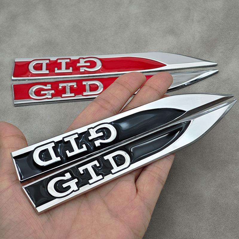 2026 New For VOLKSWAGEN VW 2Pcs Red Black Metal Logo GTD Emblem Car Fender Side Badge For Volkswagen VW Golf 7 6 5 4 MK4 Polo Je