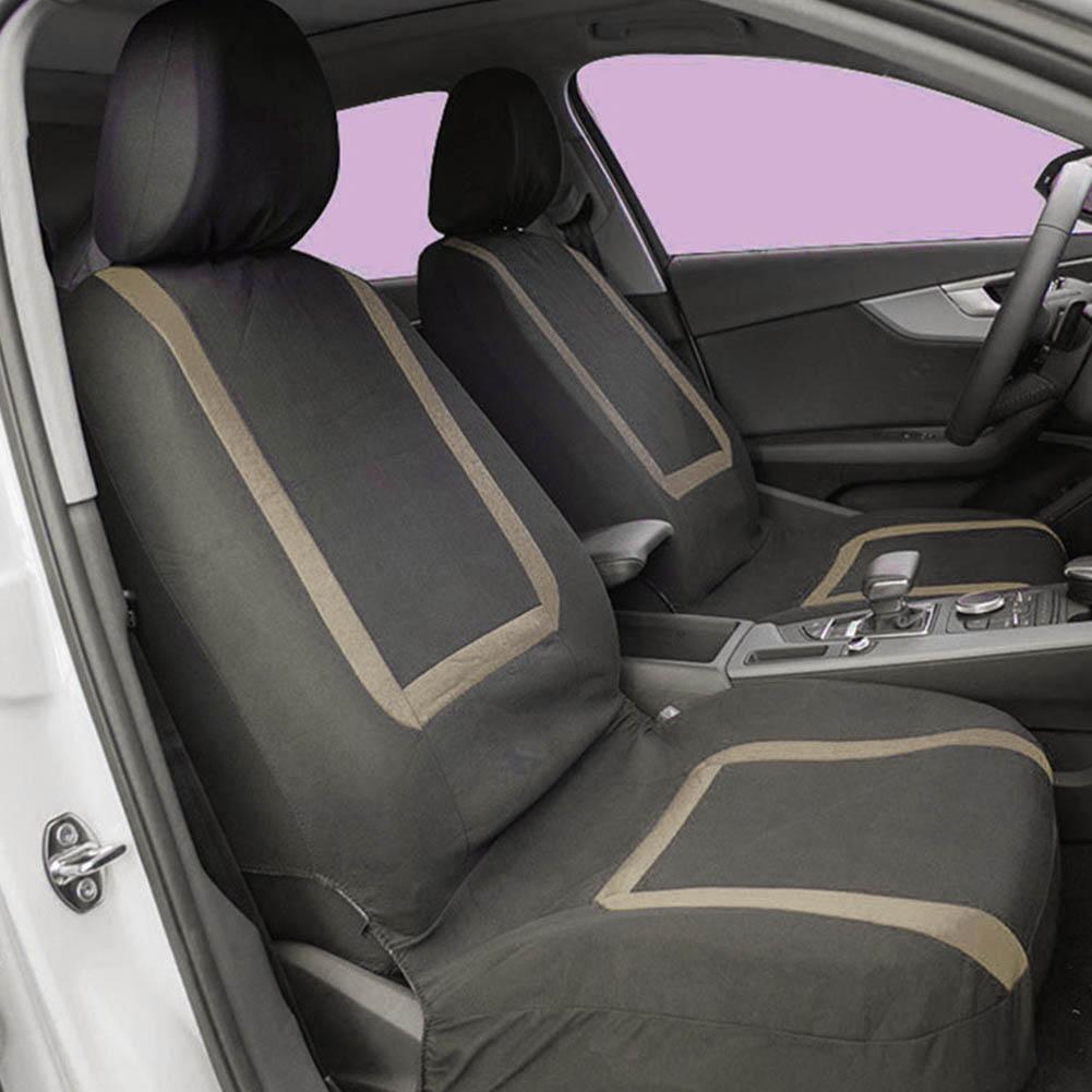 4Pcs Universal Car Seat Protective Cover Set Interior Decoration for All Seasons(BeigeBlack )