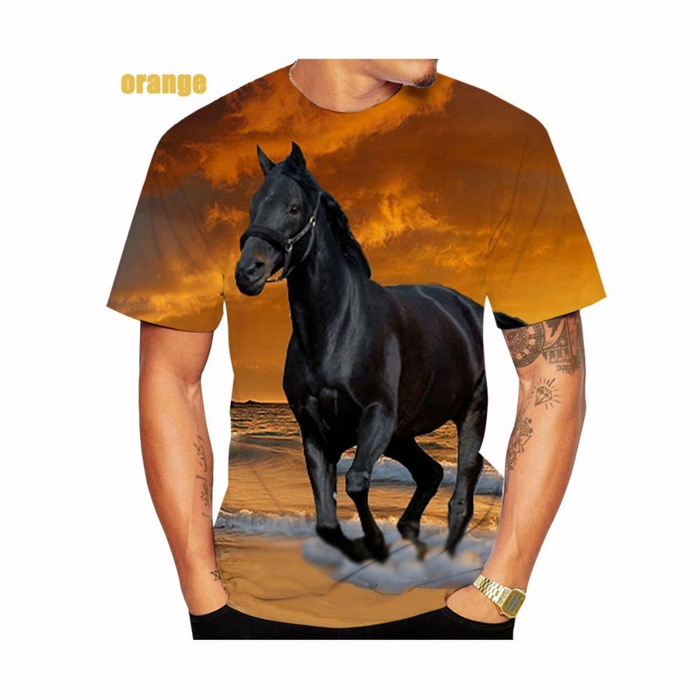 New Fashion Horse 3D Printied Mens and Women T Shirts Animal Horse Printied Casual Loose Short Sleeve Size XS-5XL