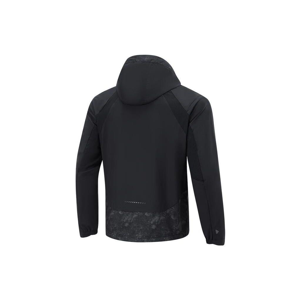 Li Ning Running Series Logo Print Windproof Water-Repellent Reflective Hooded Sports Jacket Men jackets Black AFDU047-1