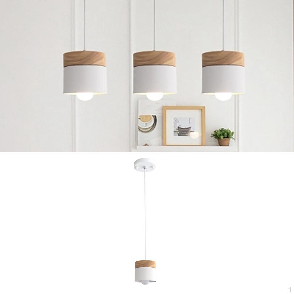 Minimalist LED Pendant Light with Wooden and Iron Design for Home Decor