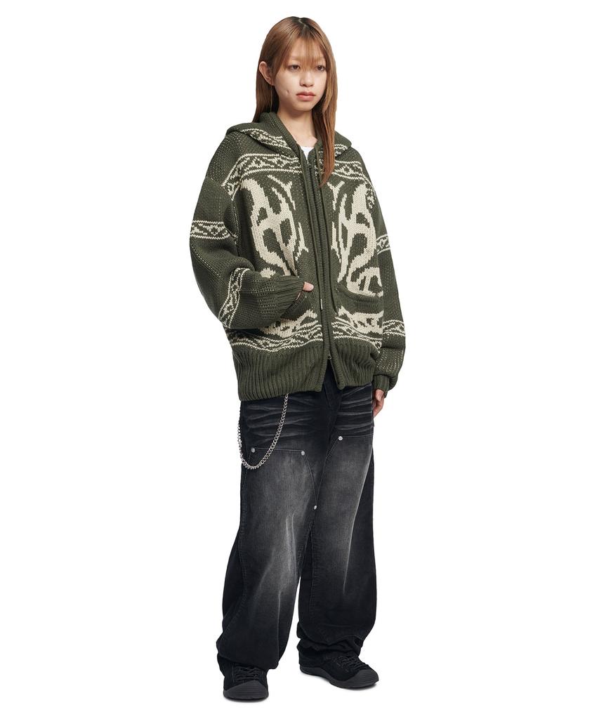 Nomaenyueol Cowichan Hooded Zip-Up - Khaki