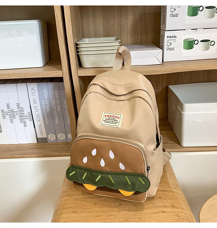 School Bag Ins Hamburg Niche Cute Design School Bag Cartoon Versatile College Student Lightweight Travel Backpack Casual Backpack