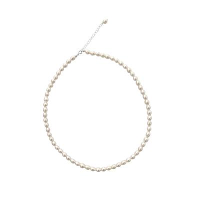 Natural Freshwater Pearl Choker Collar Chain 925 Silver Neckchain INS Simple and Luxury Necklace for Women