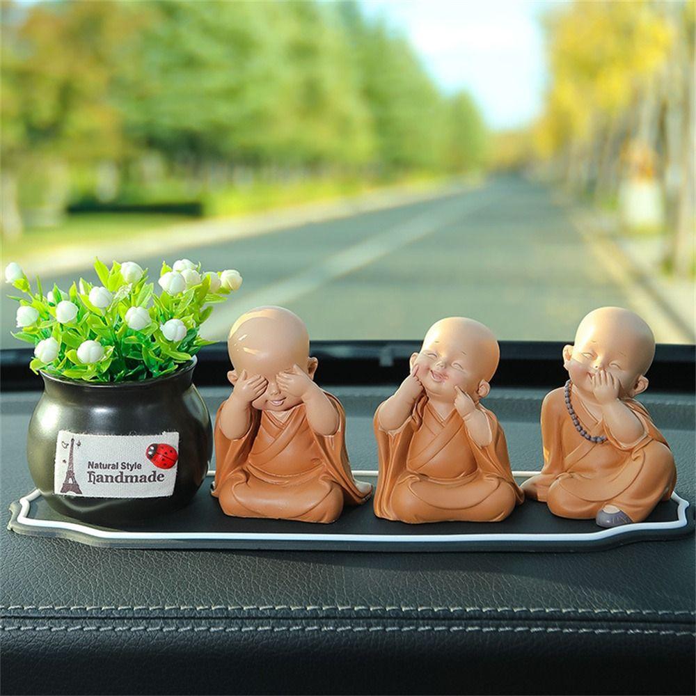 Cute Car Ornament Religion Buddha Resin Desk Miniatures Little Monk Figurine Buddha Monk Statue Small Monk Status Monk Ornament