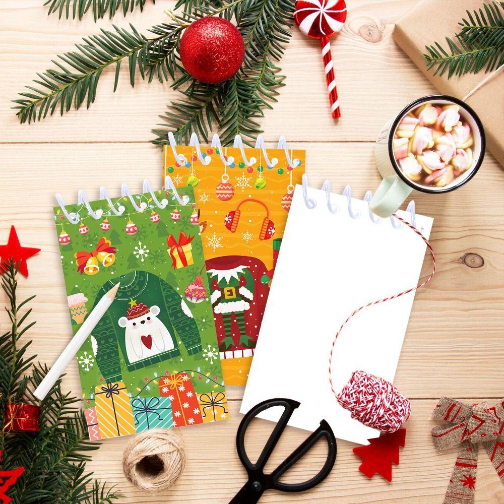 8PCS Coil Binding Santa Claus Notebook Mini Size Spiral Notebook Mini Notepads  Home Decorations