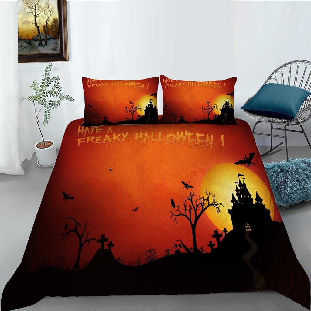 3D-Halloween-Druck Bettbezug-Set mit Kissenbezug Heimtextilien Bettwäsche-Set Kinder Twin-Einzelbett-Sets