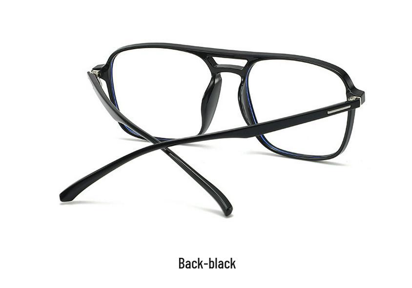 Unisex TR90 Anti-Blue Light Glasses Frame - Street Style, Double Bridge, Flat Lenses