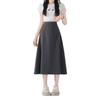 Plus Size Korean Style Slimming Black Skirt - Thin Material, Versatile, Solid Color, Spring/Summer