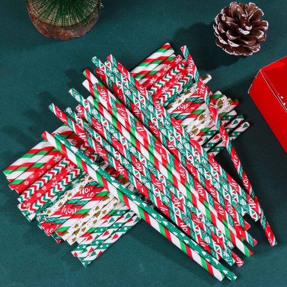 Party Supplies Snowflake Drinking Straw Disposable Christmas Decorations Christmas Paper Straws