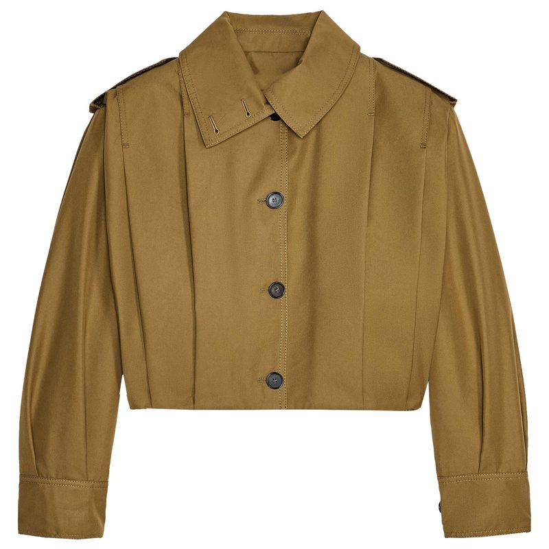 

Zaprha 2025 Лето Новая Мода Темперамент Простой и Универсальный Лацкан Длинный рукав Плиссированное Короткое пальто 3194545 Olive green L