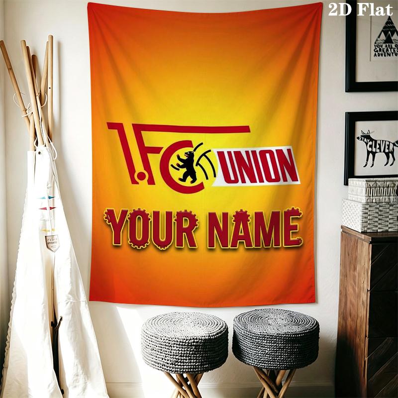 Custom Name FC Union Berlin Wall Tapestry Aesthetic Wall Hanging Printed Fabric Blanket Decorative Tapestries for Bedroom Living Room Home Decor