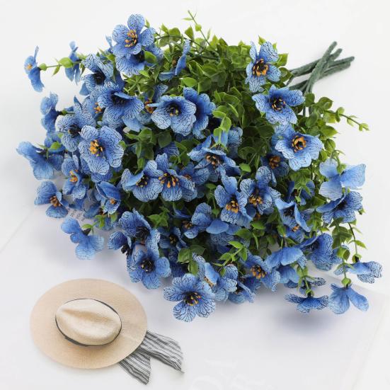 Yousheng 7 Stems Artificial Violets Flowers Faux Silk Violets Bouquet UV Resistant Outdoor Fake Bloom for Vase Home Garden Wedding Decor