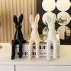 Long Ear Bunny Figurine Colorful Sitting Rabbit Statue Animal Sculpture Home Office Desktop Car Dashboard Decoration