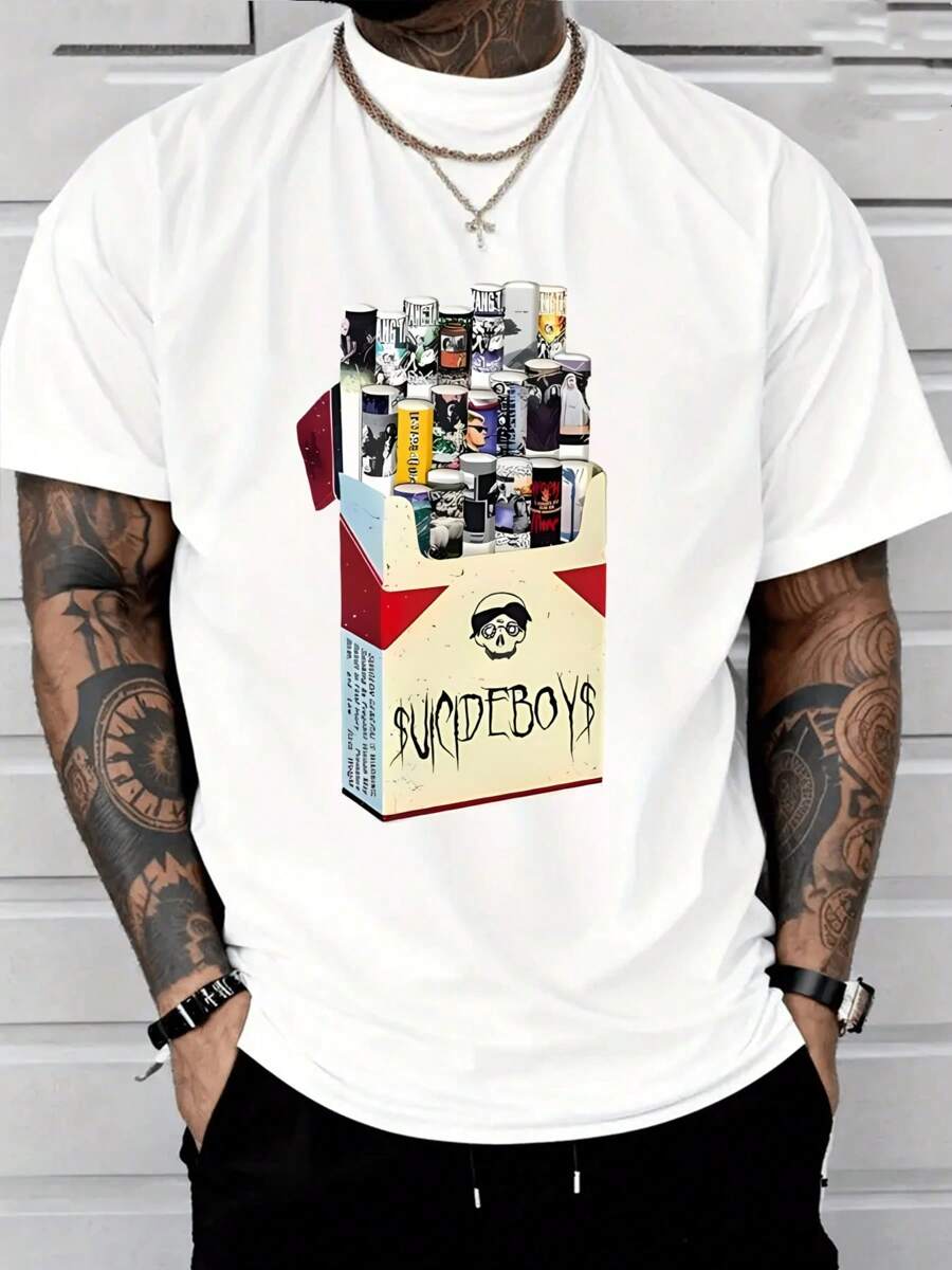 

Unisexs Vintage Cigarette Album Print T-Shirt S