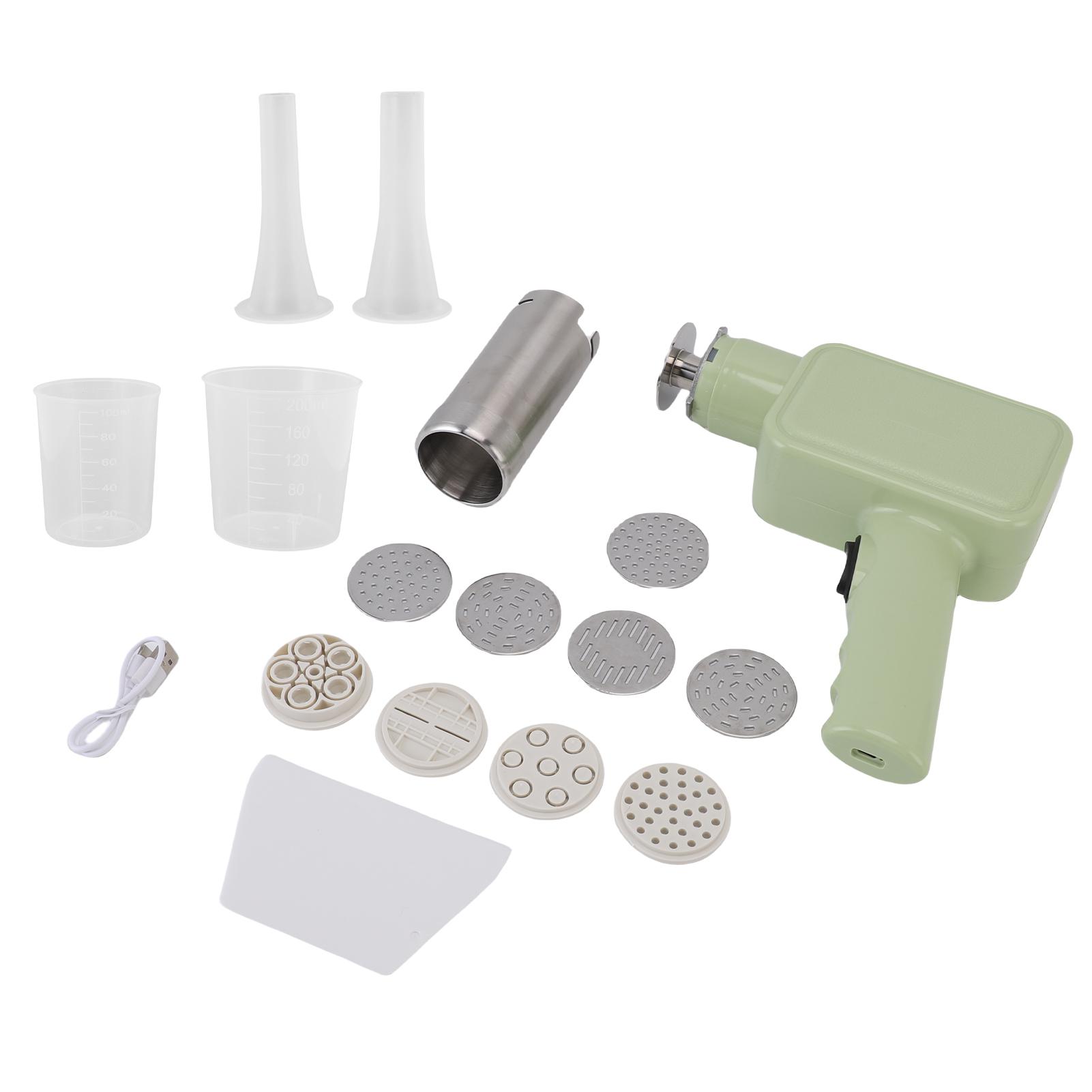 

Cordless Handheld Noodle Maker, Portable Electric Pasta Machine with 9 Noodle Molds, 2 Sausage Making Tool, зелёный