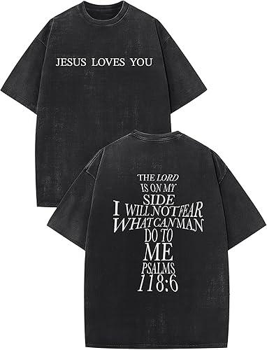 Christian Shirts GOD Is Good Graphic Tees Cross Bible Dove Jesus Religious Tshirt Retro Washed Tops Unisex Casual Tops S