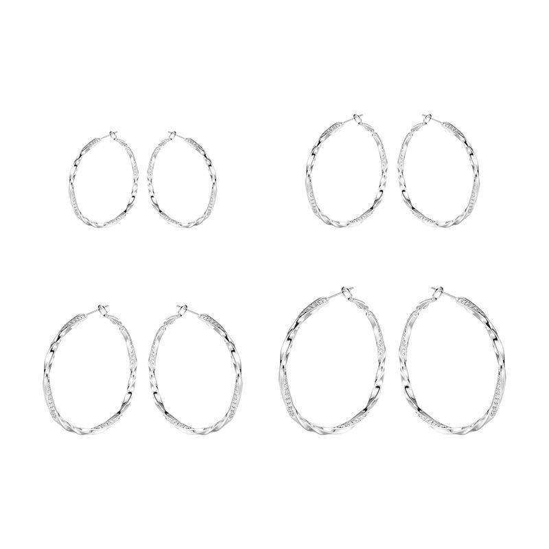 Gold & Silver Twist Cubic Zirconia Large Hoop Earrings - Women's Fashion Luxury, Cross-Border European & American Style.