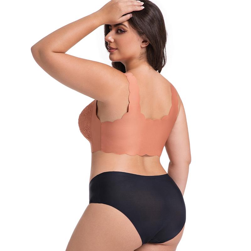 Plus Size Wireless Lace Front Buckle Push-Up French Sleep Bra