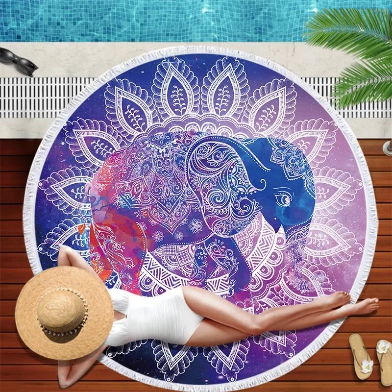 Summer Round Beach Towel Galaxy Starry Sky Bath Shower Towels Bikini Cover Up Beach Towel Sand Free Pool Towels