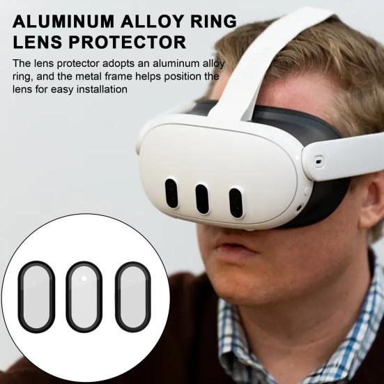 Camera Lens Protector Thin 9H Tempered Glass Anti-Scratch 360-Degree Full Coverage Camera Screen Protector Cover for Meta Quest 3