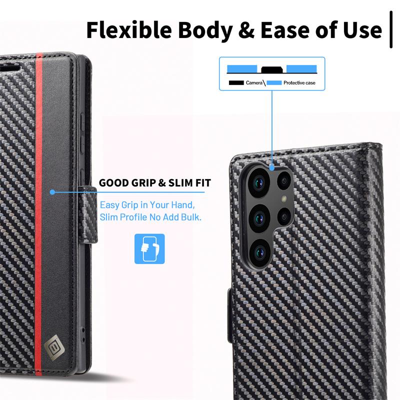 Note20 Ultra Carbon Fiber Magnetic Case for Samsung Galaxy Note 20 Ultra Etui Samsung Note 20Ultra Soft Leather Flip Phone Funda