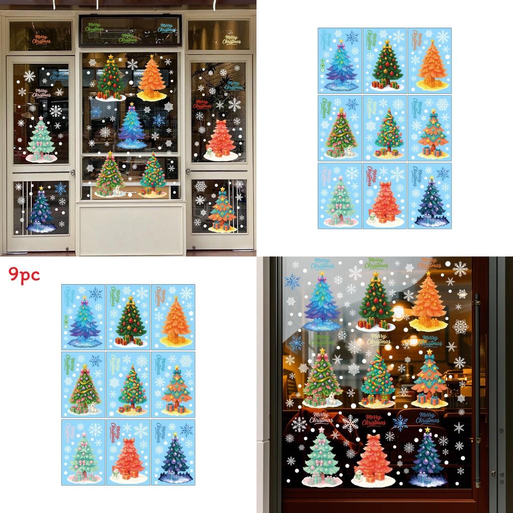 Christmas Tree Pvc Window Decal With Snowflake Static Cling For Holiday Decor