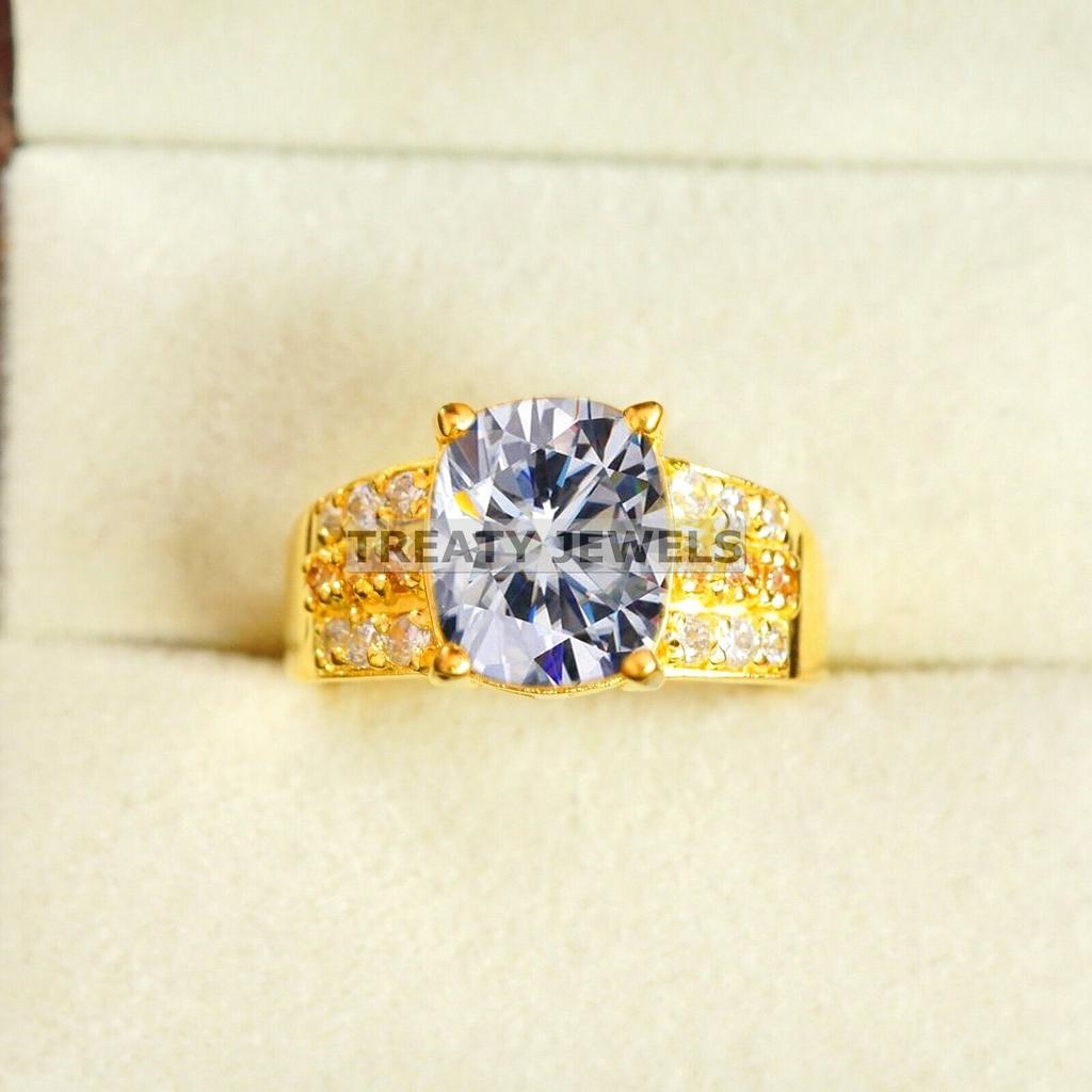 Moissanite Oval Cut With 925 Sterling Silver Gold Plated Ring For Men's #B289 JL375681943448