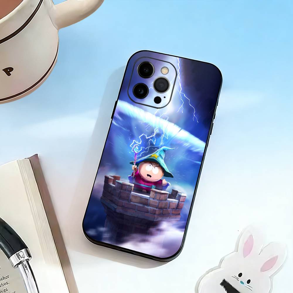 

C-Cartoon S-Souths P-Park Phone Case For iPhone 17,16,15,14,13,12,11 Plus,Pro Max,XS,Soft Silicone Black Cover iPhone15