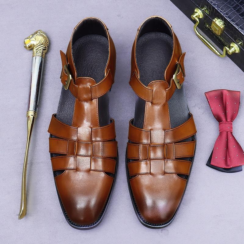 Fashion Summer New Top Layer Cowhide Genuine Leather Sandals Fashionable Casual Comfortable Shoes for Men