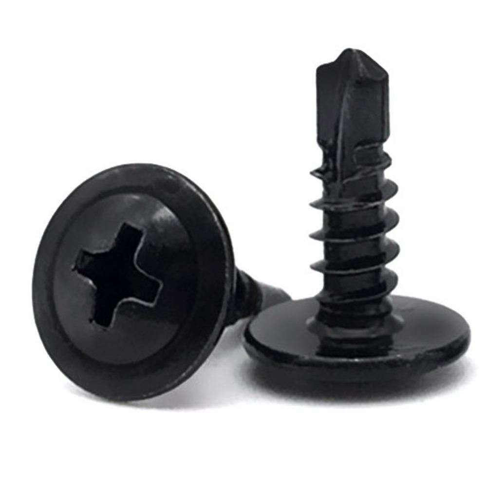 100pcs Black Self Tapping Screws Carbon Steel Self-Tapping Screws Fast Phillips Head