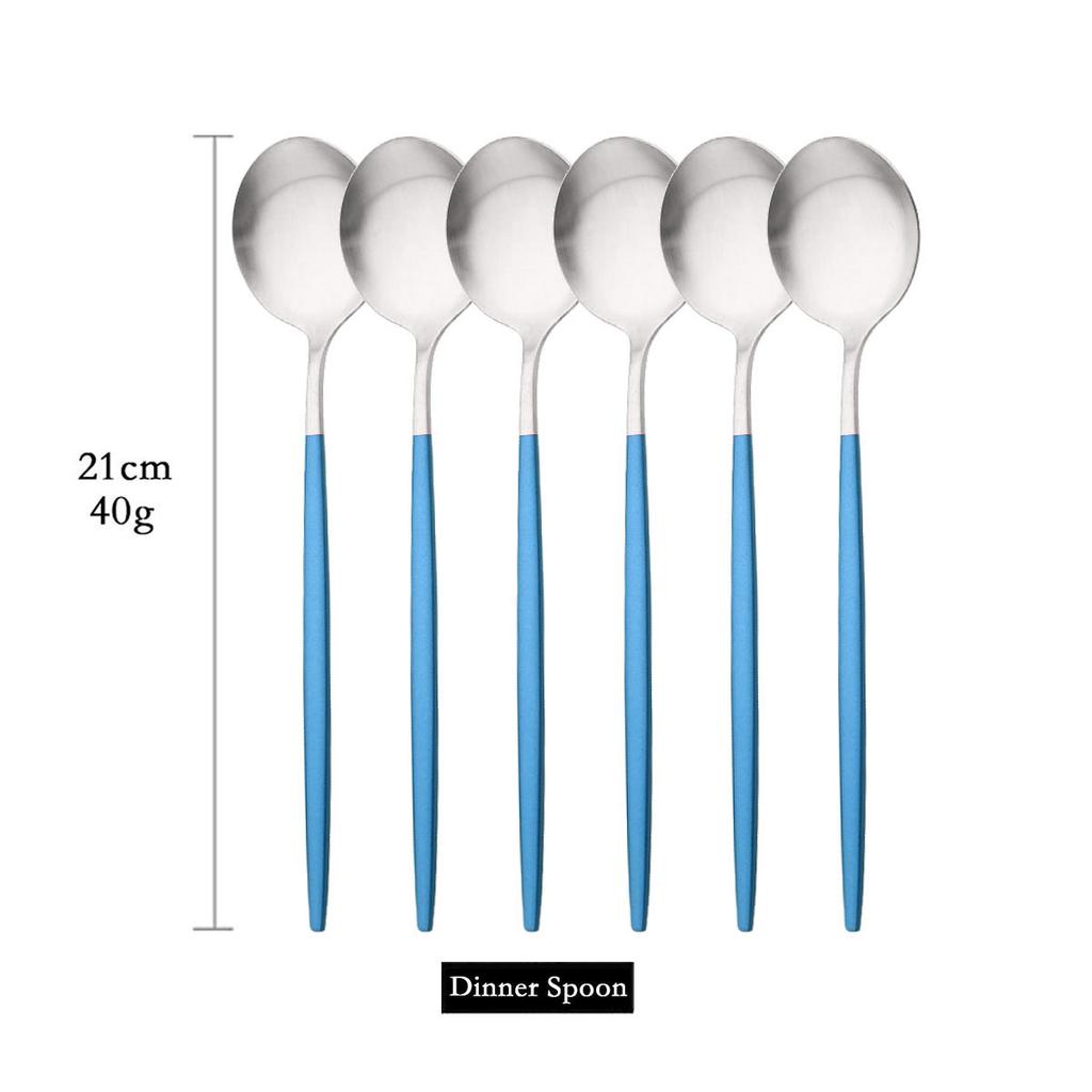 Pachet de 6 linguri rotunde pentru supă de uz casnic linguri de cină din oțel inoxidabil Linguri de masă cu mâner lung în stil coreean Veselă de bucătărie