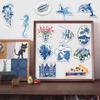 50-Piece Blue Cartoon Sticker Set for DIY Phone Cases, Notebooks, and Water Bottles