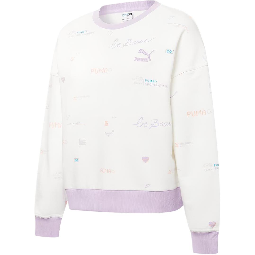 

Puma Digit Aop свитшот с круглым вырезом и вышитым логотипом женские топы белые 531280-02 M