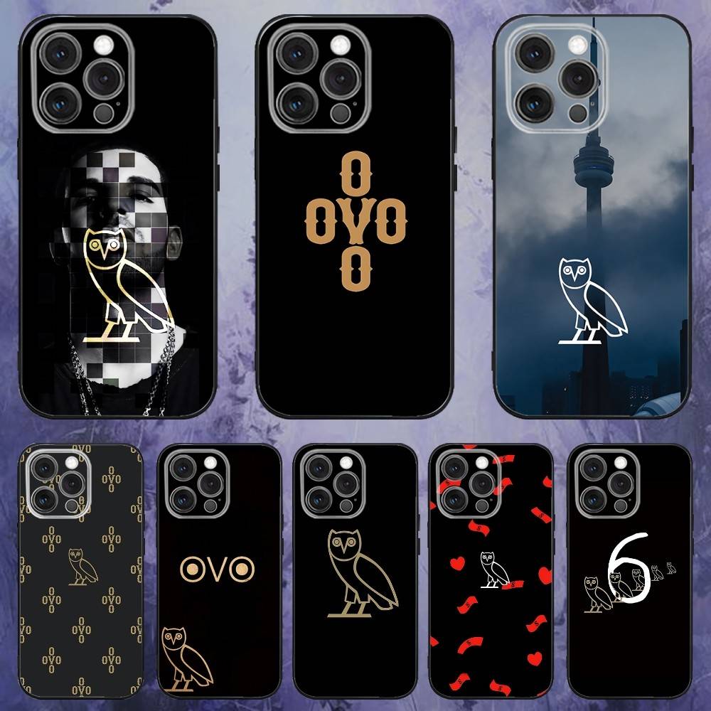 Custodia per Telefono D-Drake O-OvO OWL Per iPhone 17,16,15,14,13,12,Pro,Max,Plus,E,SE4,Air,Mini Scatola Morbida Nera