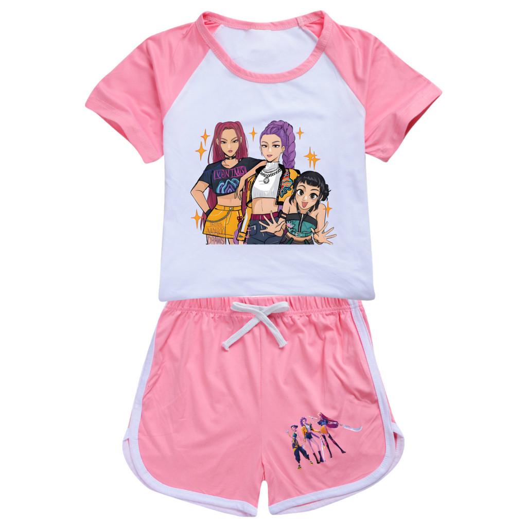 Kpop Demon Hunters Children Summer Short Sleeve Shorts Sport Set With Soft Cotton Fabric For Active Play
