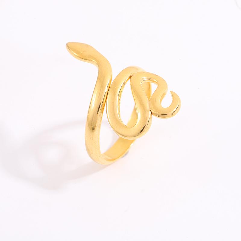 Women's Snake-Shaped Open Ring: Titanium Steel Design for a Unique Style