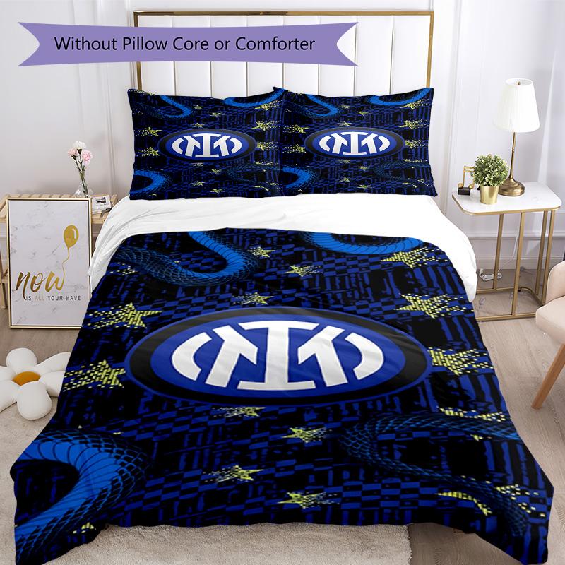 FC. Set Copripiumino con Fantasia Stampata Internazionale Milano – include 1 copripiumino e 2 federe coordinate Decorazione per la camera da letto Regali di Natale
