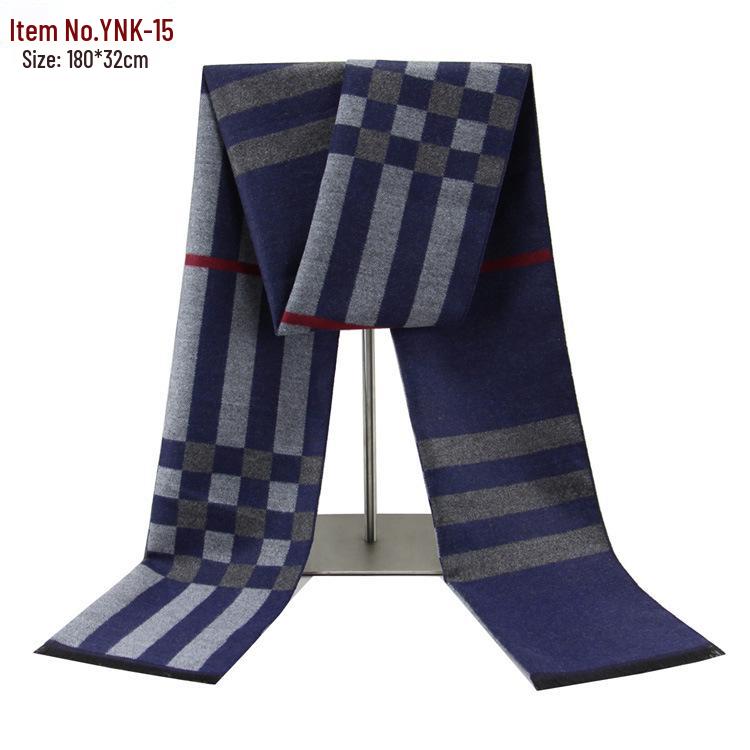 2026 Men's Winter Warm Plaid Scarf - European & American Style, Imitation Cashmere, Long Scarf