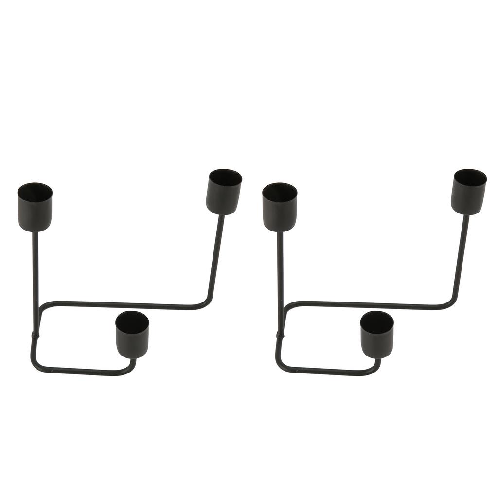 2 Stück 3-armiger Kerzenhalter Schwarz Schlichter Moderner Kerzenständer Dekorativer Kandelaber für Hochzeit