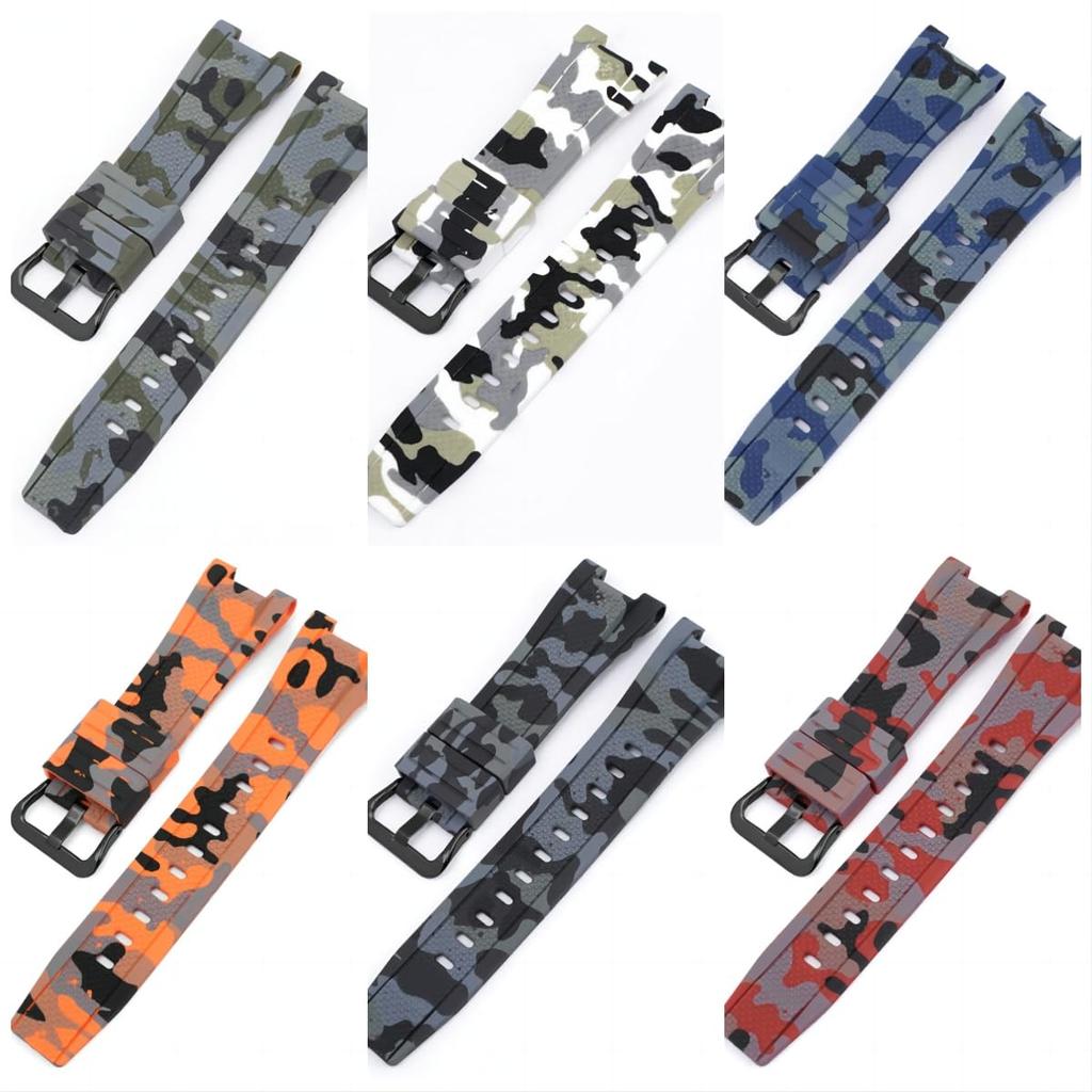 Replacement Silicone Band for Casio Easy to 17 Color Camouflage Brown [Faygtni] GST-S110 / GST-S100G / GST-W110 / GST-W100G / GST-S210B, Soft,