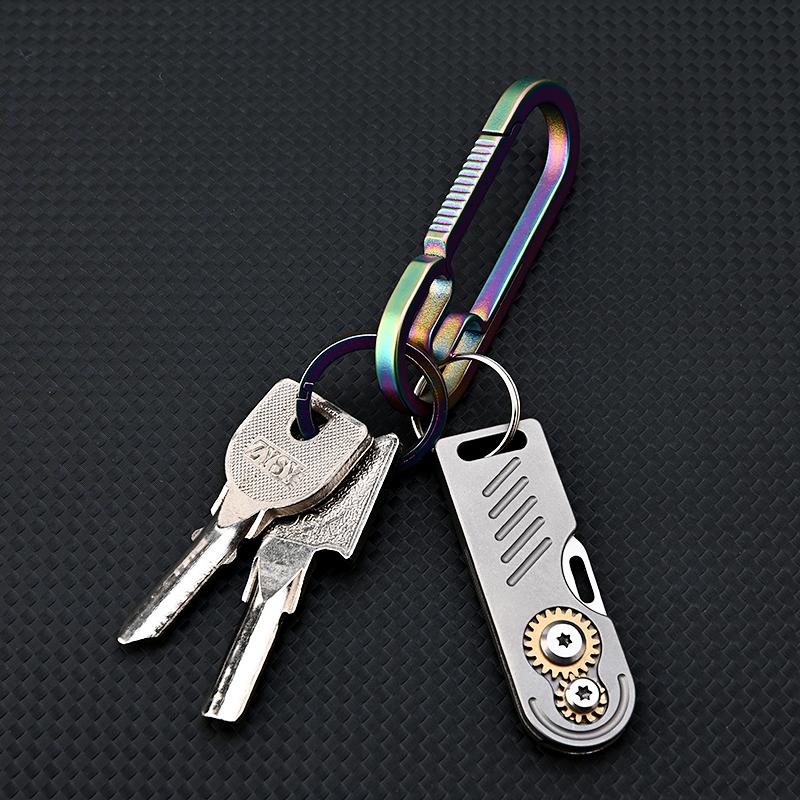 Titanium Alloy Multifunctional Keychain Mini Folding Knife Opening Unpack The Package Tool D2 Steel Portable Hand in Hand Tool