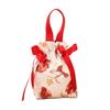 Floral Canvas Drawstring Bag Bird Bowknot Handbag Elegant Small Flower Wrist Bag  Festival