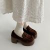 Vintage Women Chunky Loafer Shoes Concise Shallow Slip On Shoes 2026 New Spring Ladies Platform Height Increase Dress Pumps